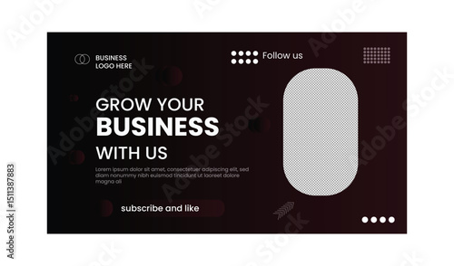 Modern dark business growth social media banner template