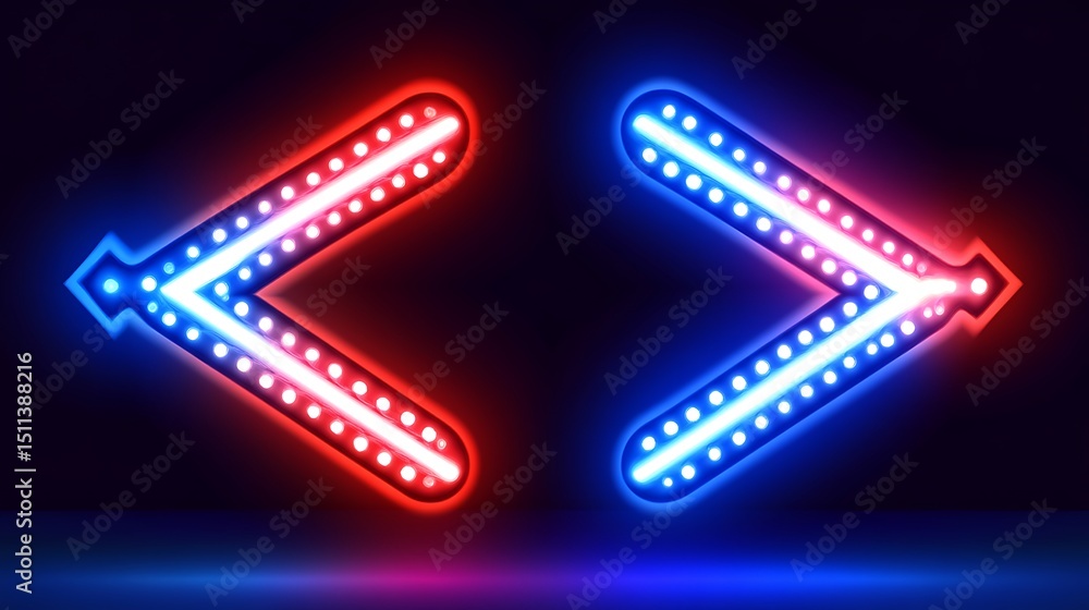 Obraz premium Neon arrows, red and blue