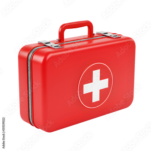 Red First Aid Kit: Emergency Medical Supplies & Preparedness isolated on transparent background