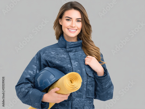 Woman as a firefighter, hol...