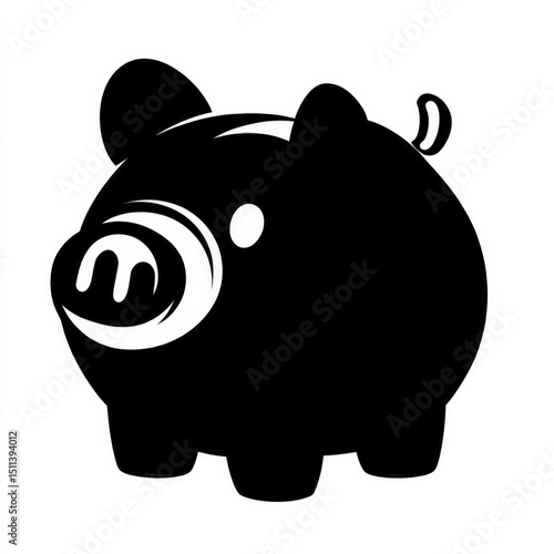 piggy bank silhouette , bla...