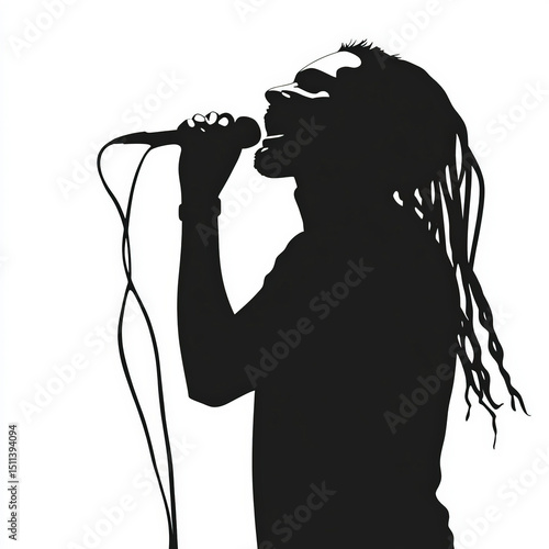rock singer silhouette , bl...