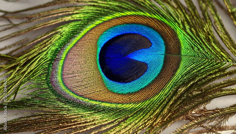Fototapeta premium Closeup of Colorful Peacock Feather.