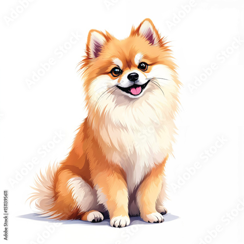 Pomeranian Puppy Vector Illustration isolated