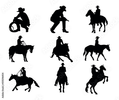 Cowboy silhouette vector illustration isolated on white background