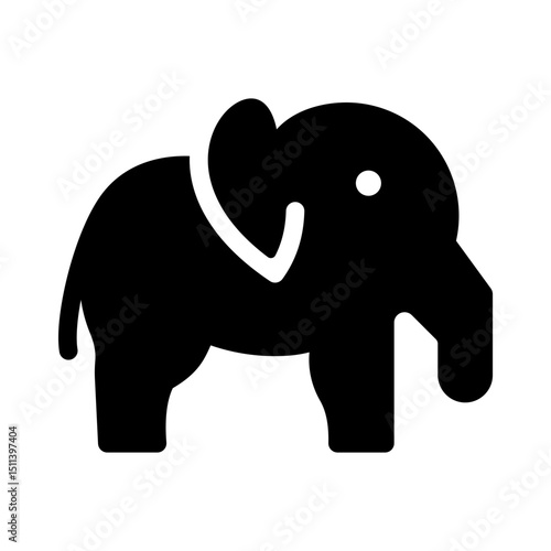 elephant silhouette vector icon flat black fill
