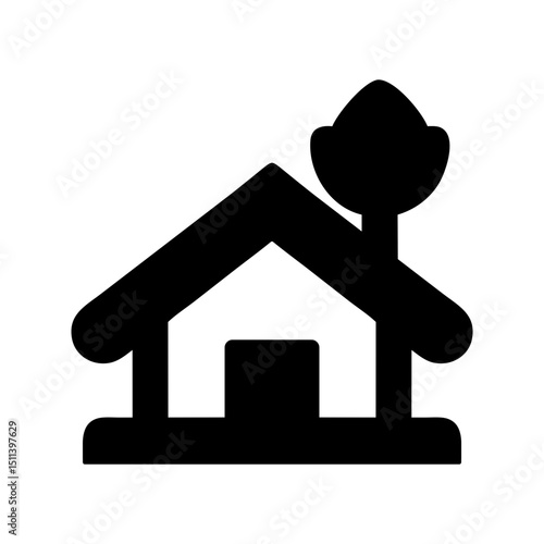 Eco home environment friendly single leaf roof icon
