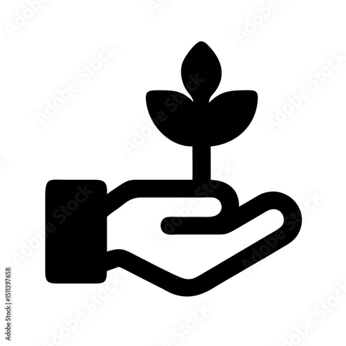cultivate new plant growing hand icon
