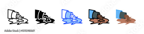 Industrial Waste Icon Collection With Multiple Styles