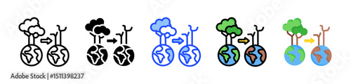 Deforestation Icon Collection With Multiple Styles