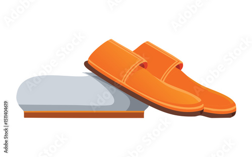 Orange Loafers on Stand Illustration