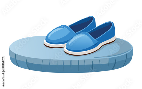Blue Loafers on Blue Stand Illustration