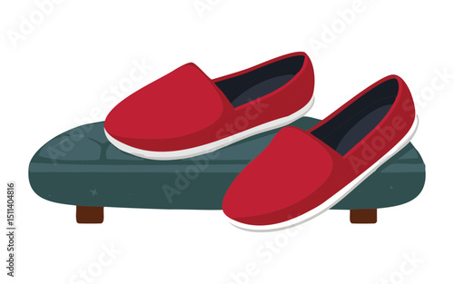 Red Slip-On Shoes Isolated Illustration