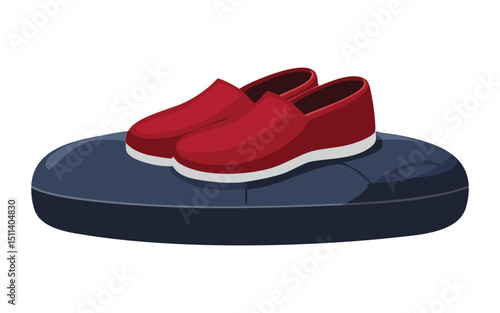 Red Loafers Casual Shoes Illustration