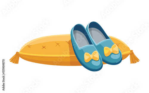 Blue Slippers with Bow Detail