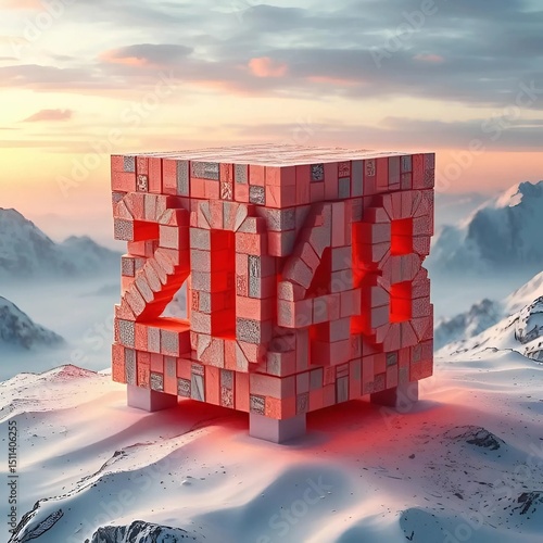 ice cube on the sky WITH happy new year 2048