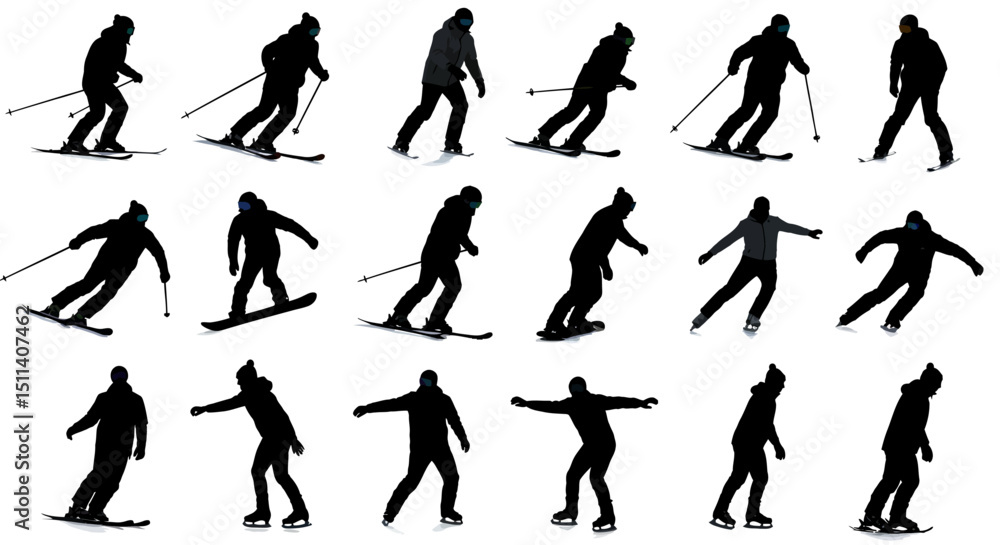 Dynamic Ski Silhouettes A Collection of 18 Action Poses for Design Projects Dynamic Ski Silhouettes A Collection of 18 Action Poses for Design Projects