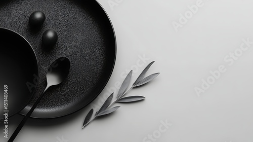 Modern black tableware arrangement