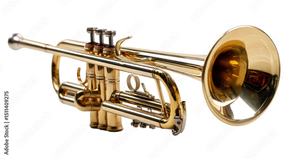 Obraz premium Golden trumpet on a white isolated background.