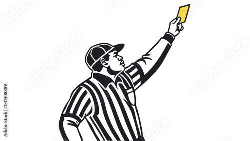 Referee Showing Yellow Card Sports Illustration
