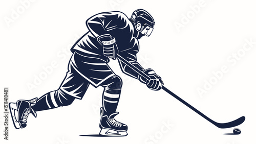 Photography Ice Hockey Player in Action Dynamic Vector Illustration