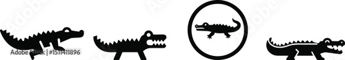 Vector illustration of a crocodile swimming on a plain white background

