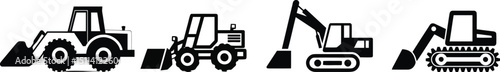 Vector Illustration Set a a Crawler loader – Heavy Machinery & Construction Equipment

