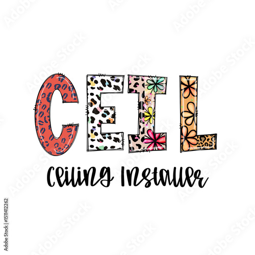 Colorful Ceiling Installers Design - Leopard Print & Floral Decor