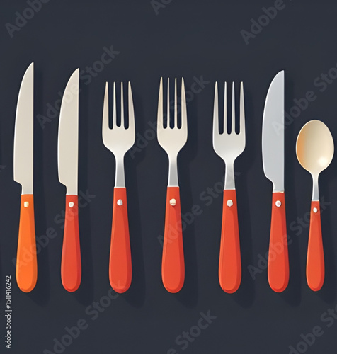 eating utensils, flatware set, fancy fork and spoon, children’s cutlery, baby spoon and fork, picnic cutlery, camping utensils, household cutlery, restaurant cutlery, cafe cutlery, gold cutlery set, b