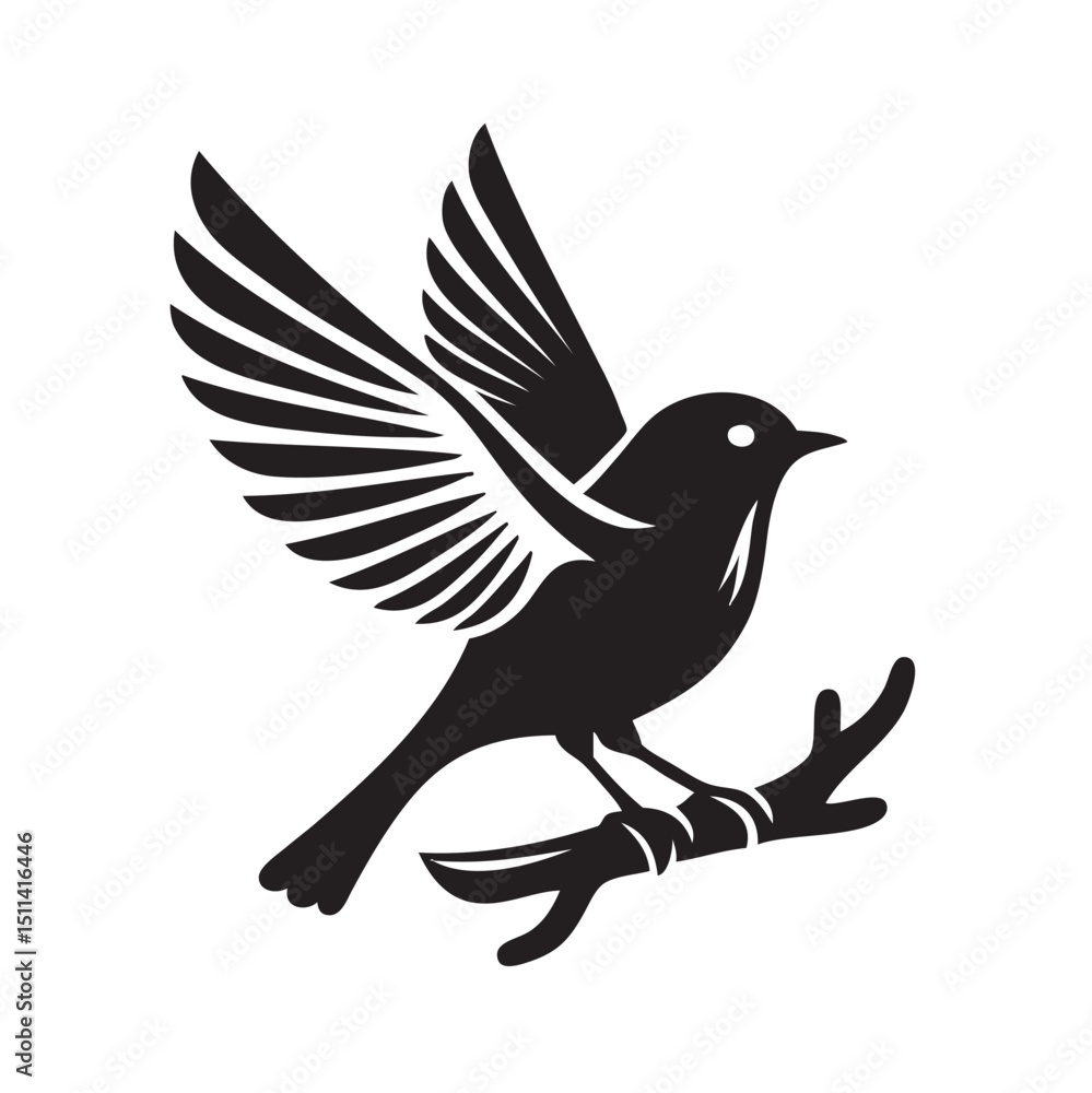 Fototapeta premium Bird Silhouette vector art illustration. black bird vector design.
