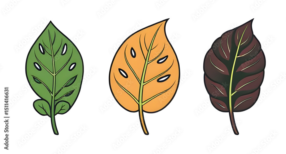 Fototapeta premium eco leaves set, organic leaves, garden leaves, plant leaves vector, leaves bundle, greenery set, foliage vector pack, exotic leaves, decorative leaves, jungle foliage, rainforest leaves, vibrant green