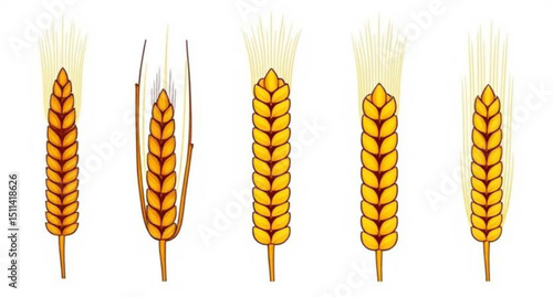 barley grains icon set
