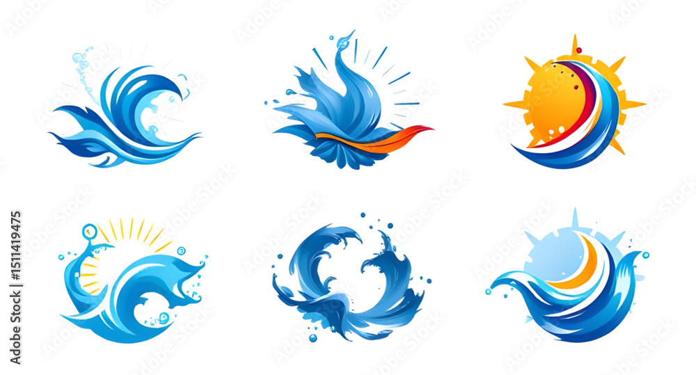 Fototapeta premium set of dynamic water icon
