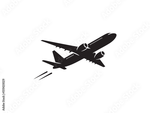 Airplane Silhouette Flying at Sunset – Air Travel and Transportation Theme.