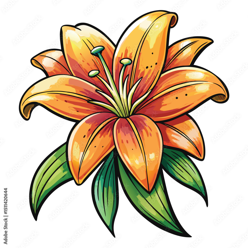 Obraz premium lily flower vector illustrator
