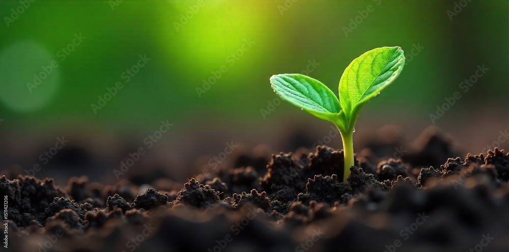 Close-up of a vibrant green sprout pushing through rich soil, symbolizing the emergence of new life and the power of nature's evolutionary process , growth, nature Close-up of a vibrant green sprout pushing through rich soil, symbolizing the emergence of new life and the power of nature's evolutionary process , growth, nature