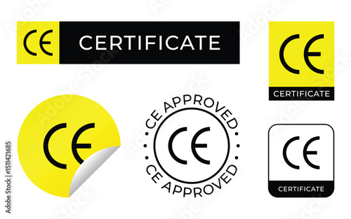 CE Approved Certificate Stickers and Badge Design, Vector