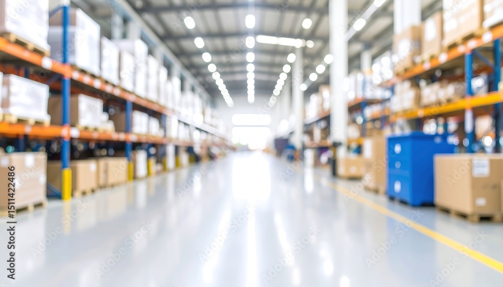 Fototapeta premium Warehouse interior with boxes and shelves.