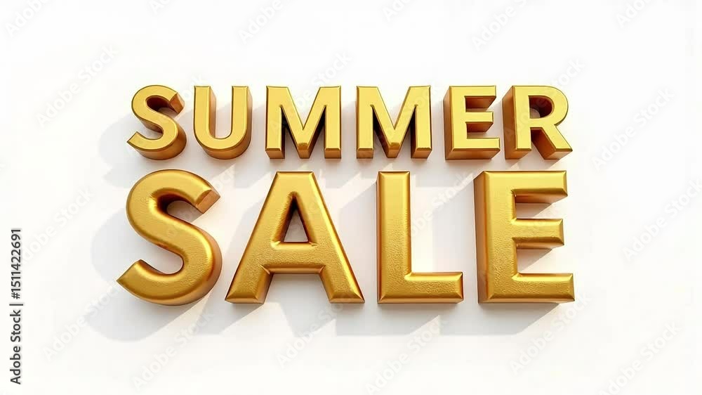 Golden Summer Sale Announcement Elegant 3D Text perfect for retail promotions advertising discounts and seasonal offers showcasing luxurious summer deals Golden Summer Sale Announcement Elegant 3D Text perfect for retail promotions advertising discounts and seasonal offers showcasing luxurious summer deals