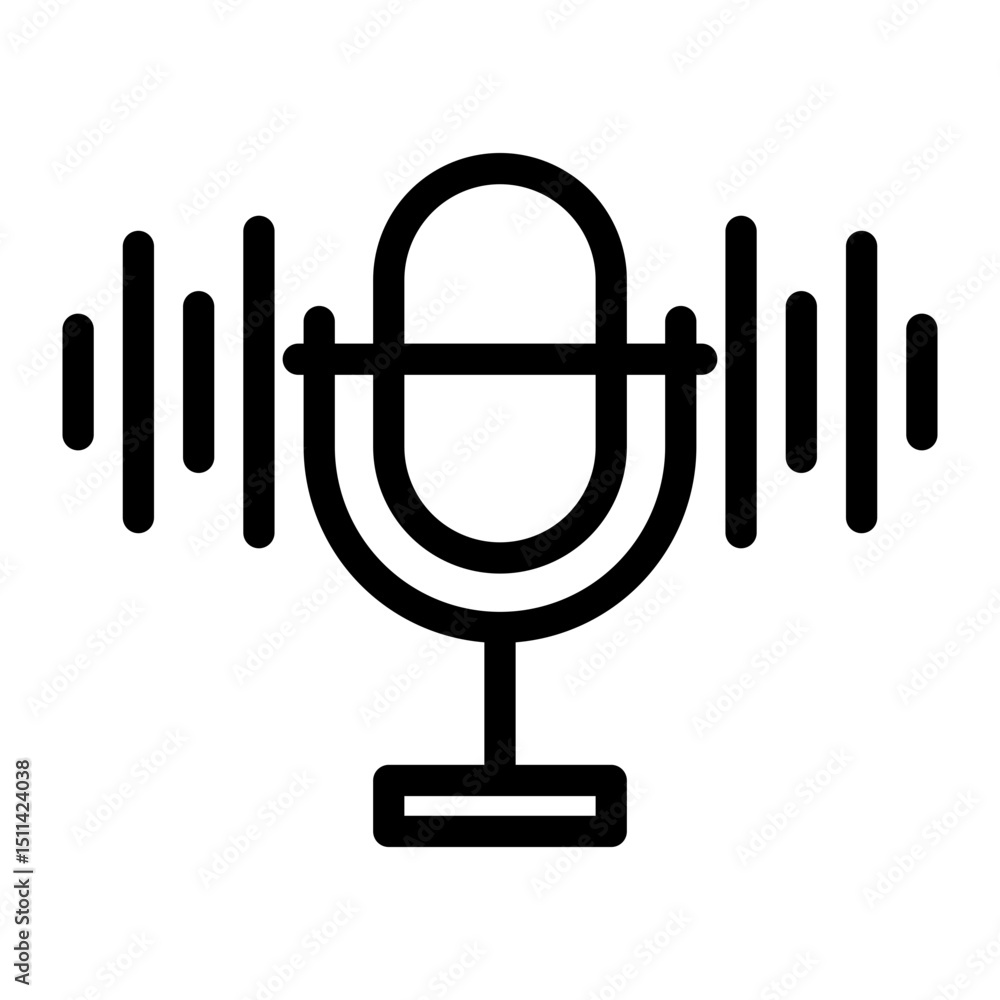 Podcast Marketing — microphone with sound waves icon Podcast Marketing — microphone with sound waves icon