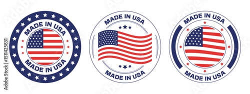 Made in USA, American flag badge designs, vector