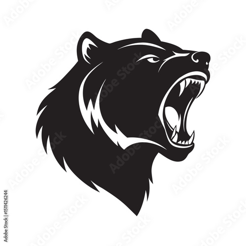 Roaring Grizzly Bear In Profile View