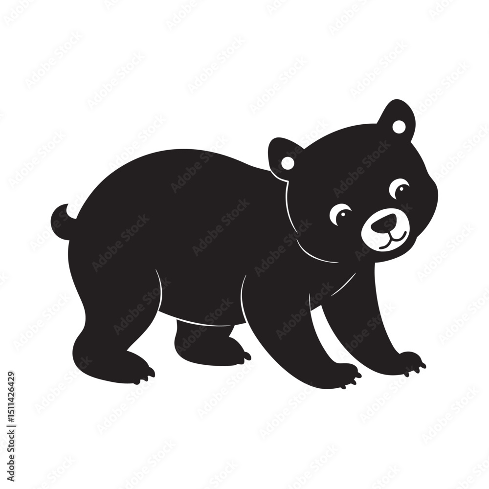 Fototapeta premium Bear Cub Playing In Forest Scene