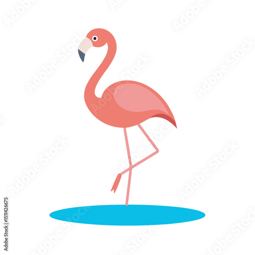 Flamingo Standing Gracefully On One Leg