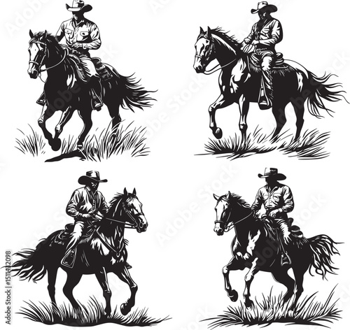 Cowboy Riding Horse SVG