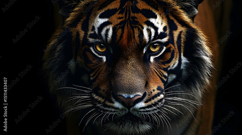 Fototapeta premium Close-up view of a tiger's face.