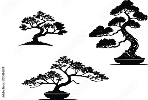 black bonsai tree silhouette