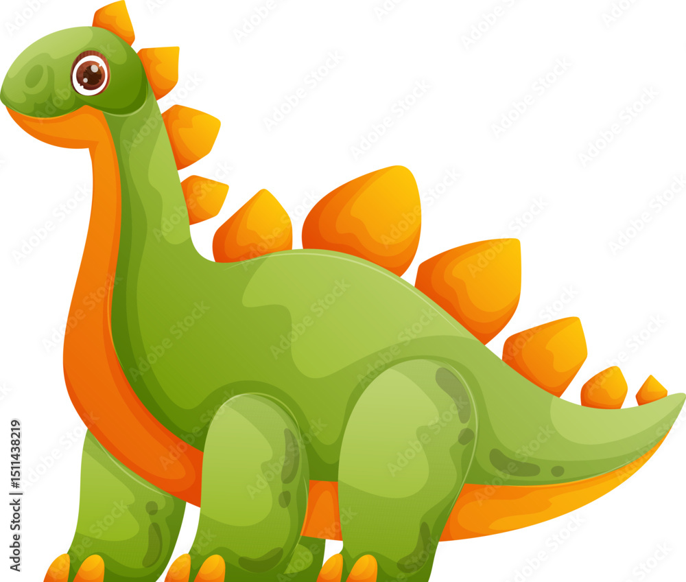 Fototapeta premium Cute Cartoon Stegosaurus, Friendly Dinosaur Illustration for Children and Design