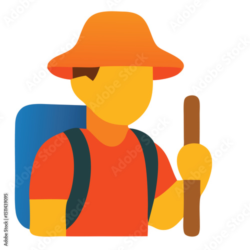 Adventurer on the Trail: A graphic image of an intrepid individual embarking on a scenic hiking adventure, complete with a backpack and walking stick.