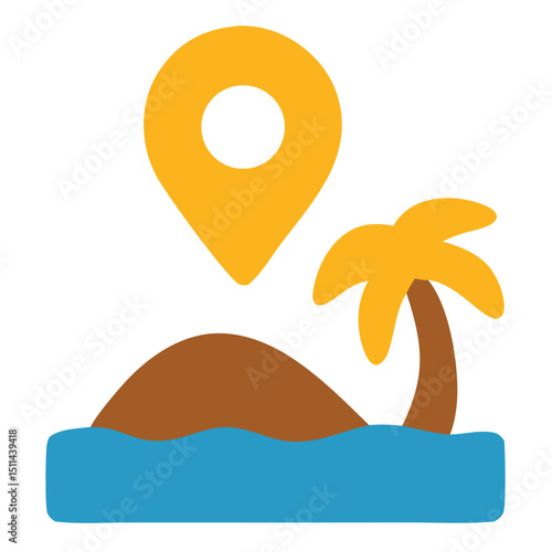 Island Paradise Location Icon: A vibrant icon showcases a tropical island scene, inviting viewers to explore paradise through a prominent location marker.